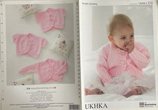 Baby girls cable panel bolero cardigan KNITTING PATTERN round neck UKHKA 114
