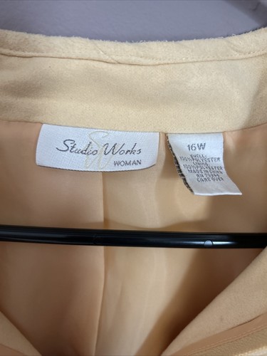 Studio Works Faux Suede Jacket Size 16W Zipper Front Lined Full Zip Soft Yellow - Bild 2 von 6