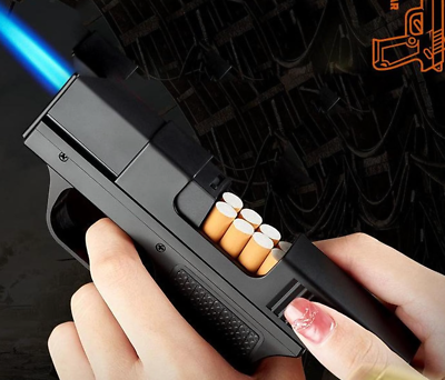 #ad #ad Pistol Torch with Built in Cigarette Gun style Butane Torch Lighte No Gas $10.99