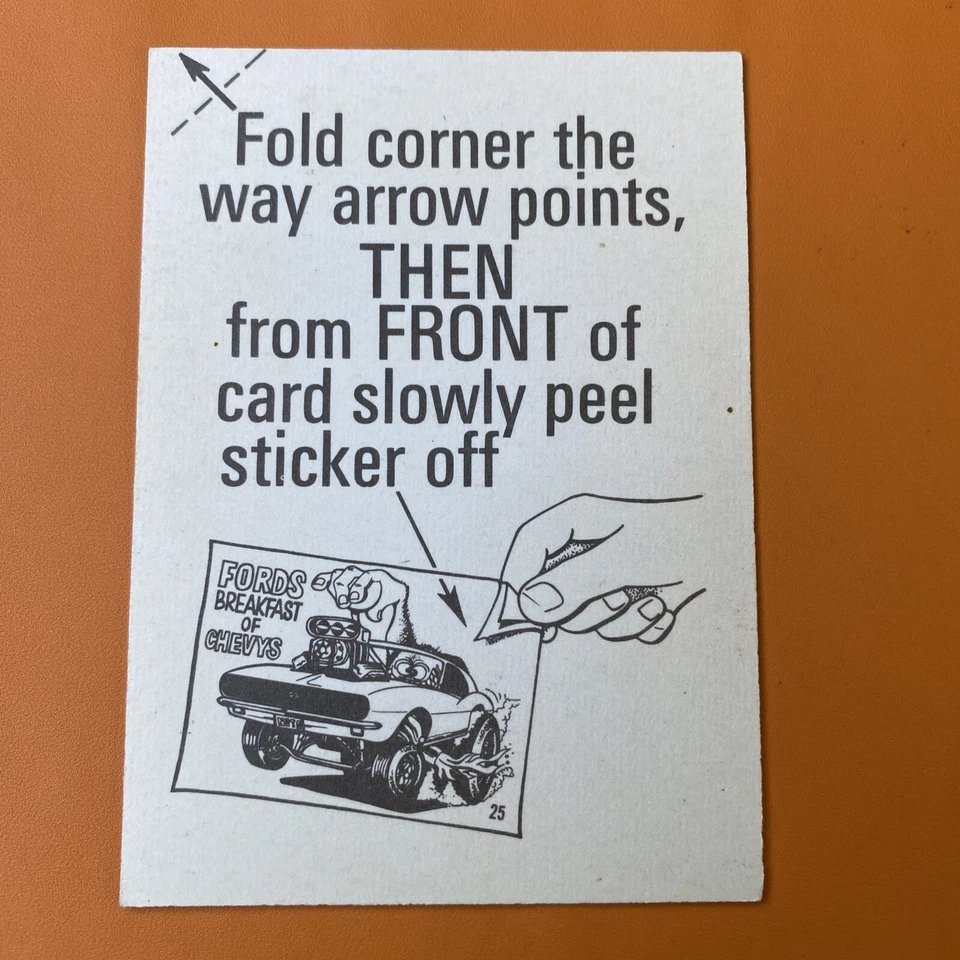 ODD RODS Donruss Sticker Card #26 Lets Drag Hog 1969-1973 Vintage Hot Rod RARE - Image 4 of 4