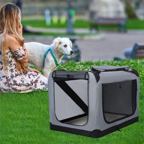 Folding Pet Crate with Breathable Mesh Door Window, Travel Collapsible Pet Cage+ - Imagen 10 de 25