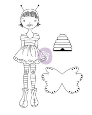 Julie Nutting - Bee Girl - Doll Cling Stamp Prima Marketing Mixed Media 912154