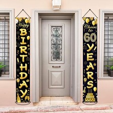 60th Birthday Party Banner Decorations for Women Men 60 Year Old Door Banners...