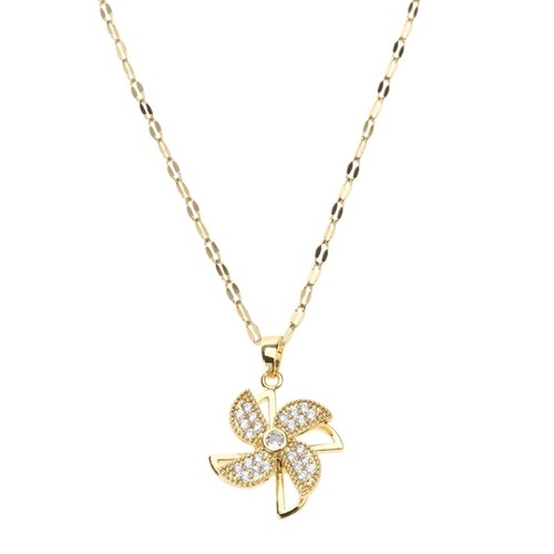 Rotatable Windmill Pendant Choker Necklace Pinwheel Charms Necklace - Picture 2 of 9