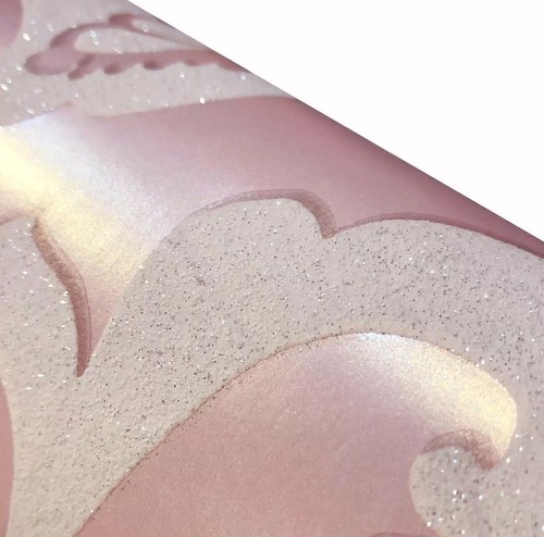 Arthouse Glistening Blush Damask Textured Glitter Pink Embossed Wallpaper - Picture 2 of 3