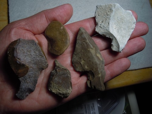 Oddity Notched Blade Flints As Found Lot Of 5 Kansas River Bed 99 Grams Total - Picture 12 of 12