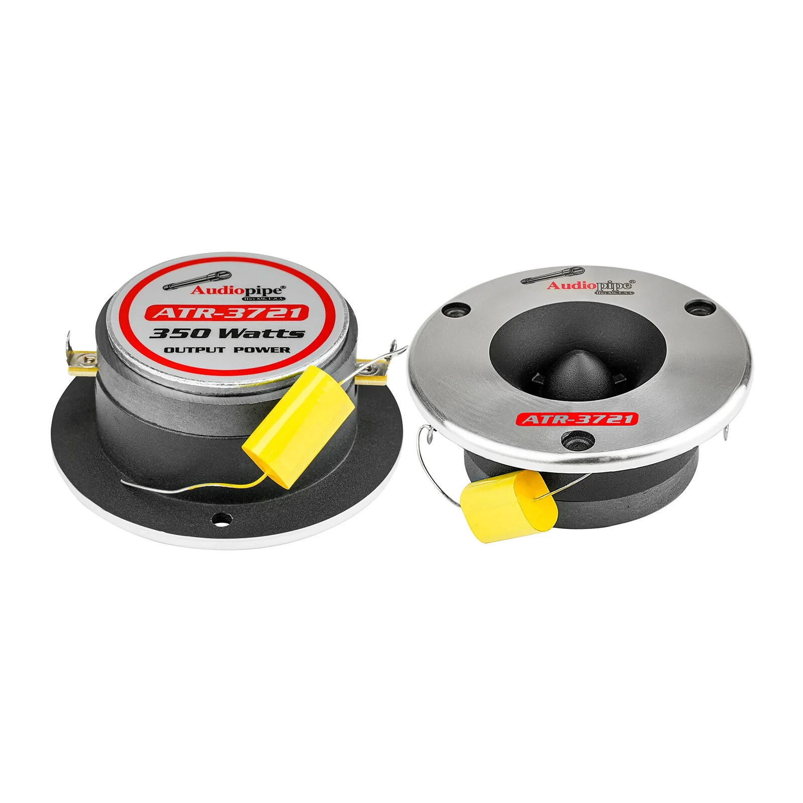1-Pair Titanium Horn Bullet Tweeters 175W 4 - 8 Ohm w/ MDF Tweeter Rings 3720