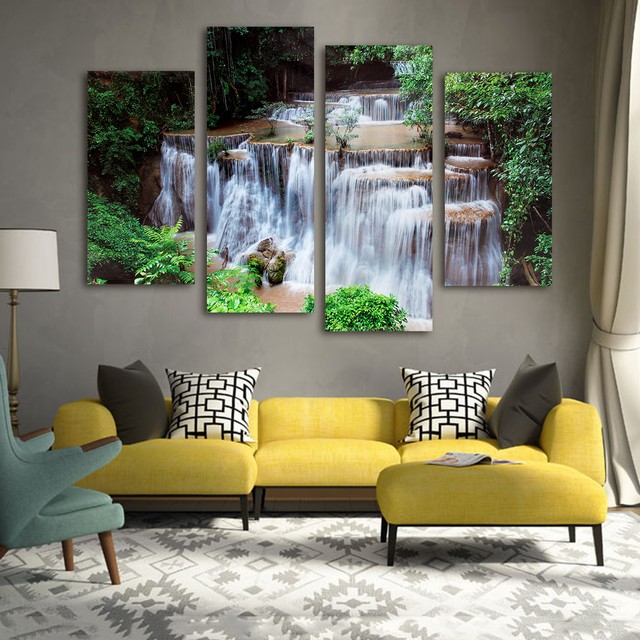4pcs Waterfall Canvas Modern Home Wall Decor Art Painting Picture 4pcs Waterfall Canvas Modern Home Wall Decor Art Painting Picture Print No Frame