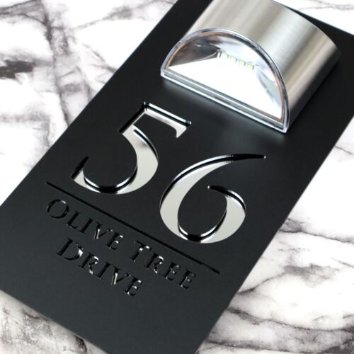 Laser House Number Plaques Personalised House Signs LED Solar Light Door Signs - Picture 57 of 70