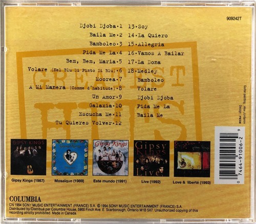 Gipsy Kings - Greatest Hits [CD 1994 Columbia] Canada Compilation Latin Flamenco - Picture 2 of 5