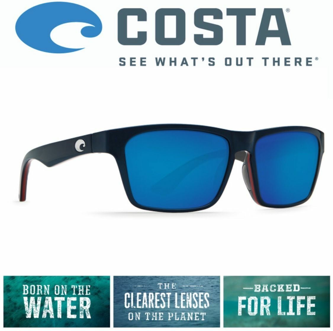 Costa del mar gafas de sol Hinano Brillante Azul Marino Rojo gris Marco 580G Espejo Azul Costa del mar gafas de sol Hinano Brillante Azul Marino Rojo gris Marco 580G Espejo Azul