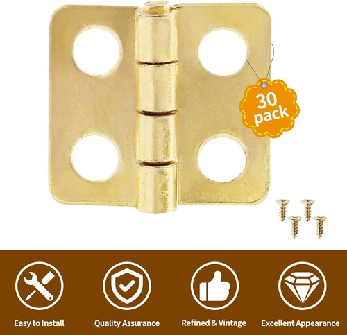 30 Pcs Mini Hinges Miniature Hardware with Screws for Wooden Box Crafts Chest - Picture 5 of 11