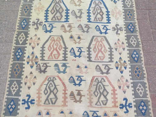 Turkish Rugs, Handmade Wool Kilim, Floor Carpet, Boho Rug, Bedroom Kelim 41"x69" - Picture 4 of 24