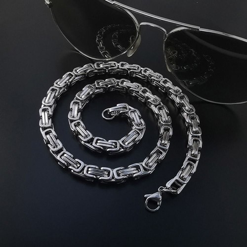 Royal Box Chain Necklace for Men Titanium Steel Chain Hip Hop Choker Jewelry` - Picture 7 of 15