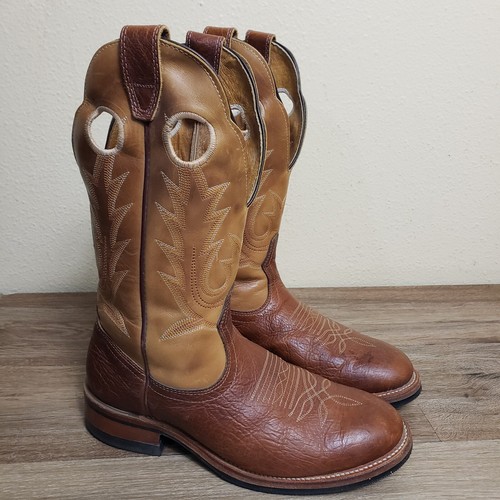 Mens Boulet Biltrite Vibram Sole Cognac Western Roper Boots Brown Leather Sz 6 D - Picture 2 of 16