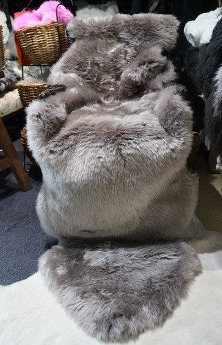 Super Thick & Soft A Double Length Warm Mushroom Grey Australian Sheepskin Rug - Picture 9 of 9