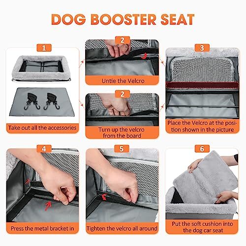 Dog Booster Car Seat with Metal Frame and Safety Leash - Small Pets up to 20 - Picture 6 of 7
