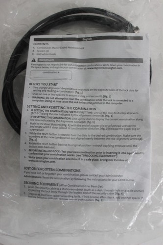 kensington Combosaver Master Coded Notebook Lock - Picture 2 of 2