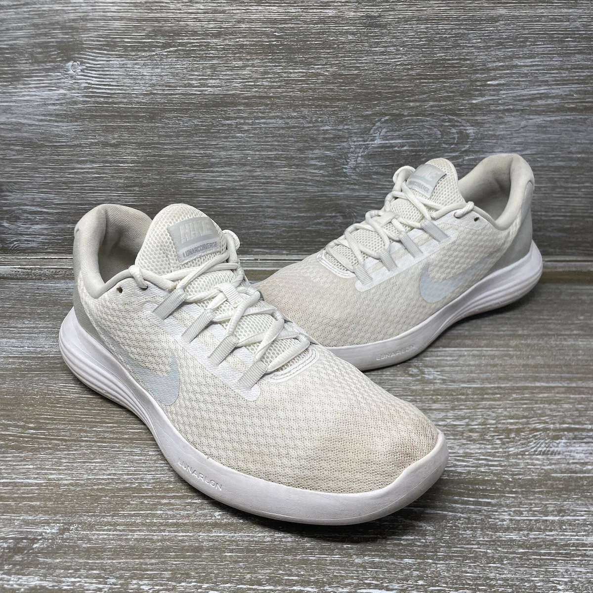 Nike Lunar Converge Platinum White Running Shoes Womens Size 12 Mens Size 10.5