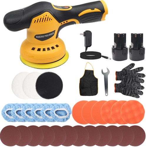 Dual Action Car Polisher Buffer Machine Cordless Sander Polishing Kit 2 Battery - Picture 9 of 10