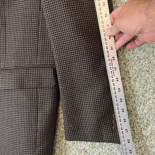Adolfo Sport Coat Mens 42L Black Tan Houndstooth Wool Two Button Retro Classic - Picture 10 of 12
