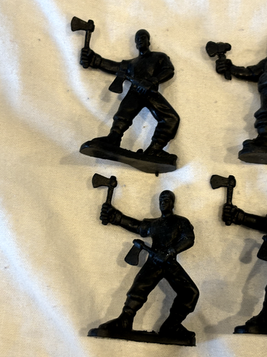 Lot Of (6) Black Plastic Figures with tomahalks - Picture 2 of 4