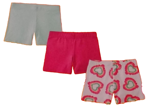 Member's Mark Girl's 3-Pack Favorite Cartwheel Shorts Heart/Pink/Aqua L 10/12 - Picture 1 of 8
