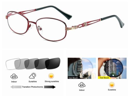 Women's Business Metal Flexible Transition Photochromic Reading Glasses UV400 - Afbeelding 1 van 8