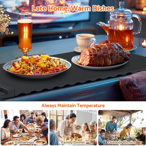 Electric Warming Tray Foldable Portable Food Warmer Mat 3 Temp Settings - Picture 3 of 12