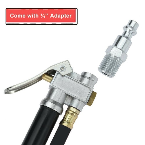 Air Tire Pressure Filler && Dual Chuck Inflator Gauge 12" Compressor Hose Tools - Picture 3 of 6