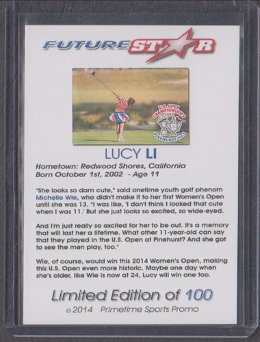 LUCY LI 2014 1/100 LPGA Tour Future Star Rookie Card RC First EVER US Open - 第 2/10 張圖片