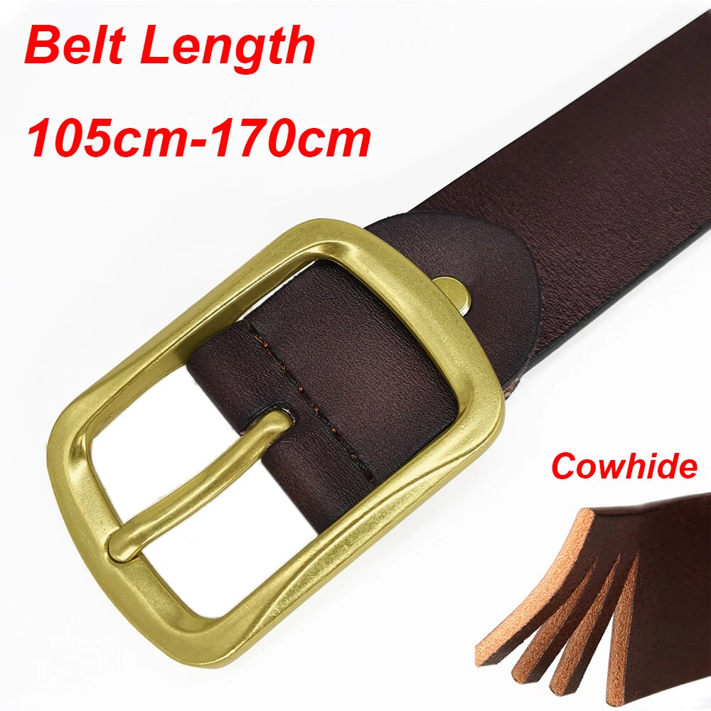 High Quality Casual Brown Genuine Leather Mens Belts Gold Black