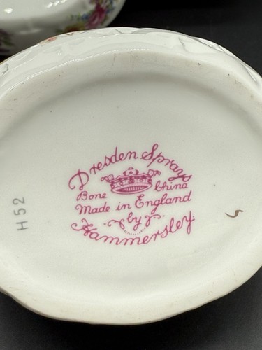 Dresden Spray Hammersley England Fine Bone China Serving Basket W/ Creamer Sugar - Picture 19 of 19