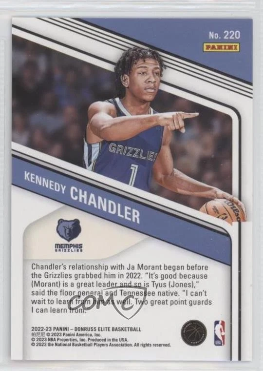 2022-23 Donruss Elite Rookies Asia Hyper Red /88 Kennedy Chandler #220 Rookie RC - Image 2 of 2
