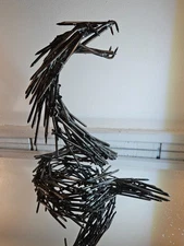Cobra Snake Sculpture. One of a kind, Nails,  upcycled scrape metal . Hand Made