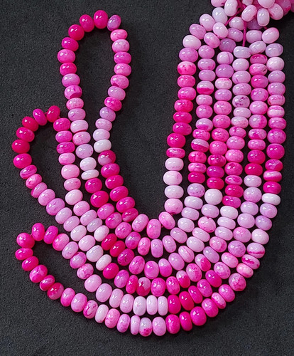 Superb! 7.5 Mm Shaded Hot Pink Opal Smooth Rondelle Beads/RJS-664 - Picture 4 of 10