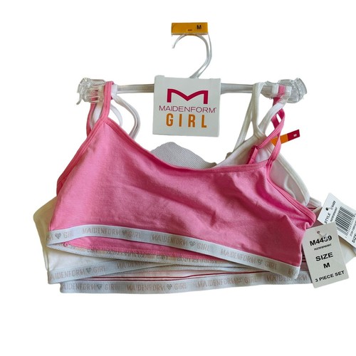 Maidenform Girls' Training Sports Bras, 3-Piece Set with Adjustable Straps - M - Picture 3 of 4