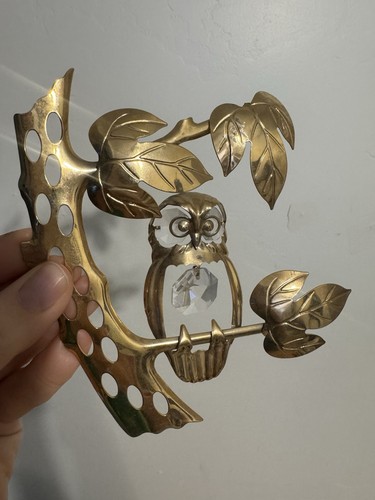 Vintage MCM Retro Metall Eule 3D Fenster - Frig Art 6" goldfarben Wandbehang Messing - Bild 3 von 10