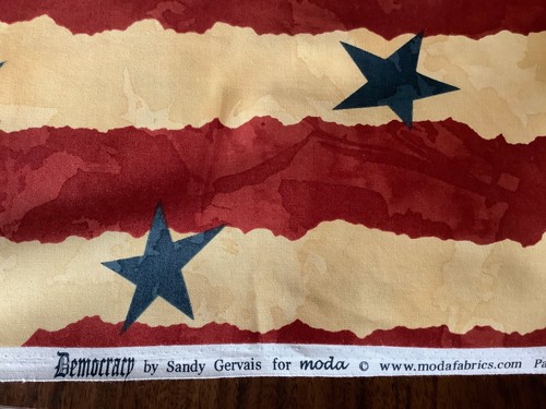 Moda Democracy Sandy Gevais Red Blue Stars 2 yards Cotton Fabric Quilting - Picture 3 of 3