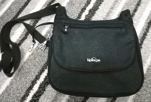 Kipling Black Leopard Print Cross Body Bag 11in X 9in