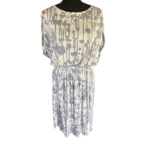 Rachel Pally Opal Splatter Print Midi Dress 1X NWT White Gray Abstract - Picture 2 of 6