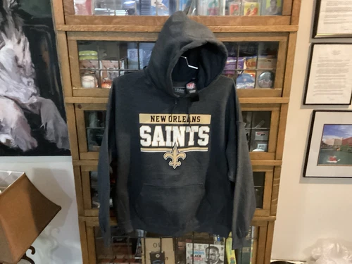 VETEMENTS Felpa con cappuccio nuova con etichette New Orleans Saints NFL Team Apparel grigio SPELL OUT con LOGO TAGLIA XL Cool
