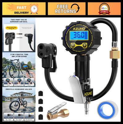 Presta Valve Adapter with Pressure Gauge, 200psi Dual-Port Pump for Bikes, Cars