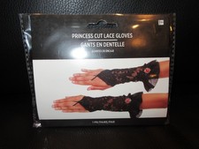 Lace Fingerless Princess Cut Gloves OSM Red Fake Stone NEW NIP