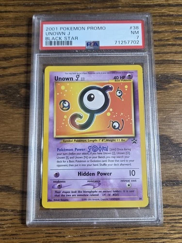 Pokemon Wotc Black Star Promo # 38 UNOWN J psa 7