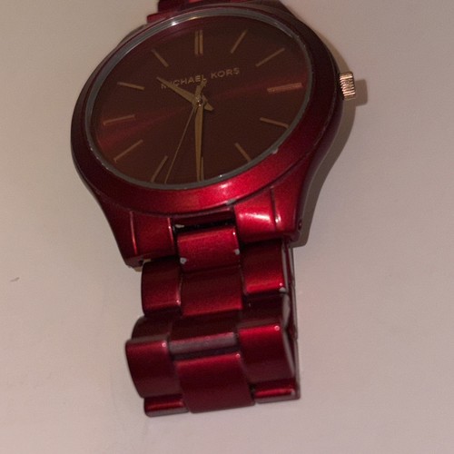 MICHAEL KORS MK3895 Womens Red Slim Runway Watch FOR PARTS OR REPAIR READ DESC. - Picture 2 of 10