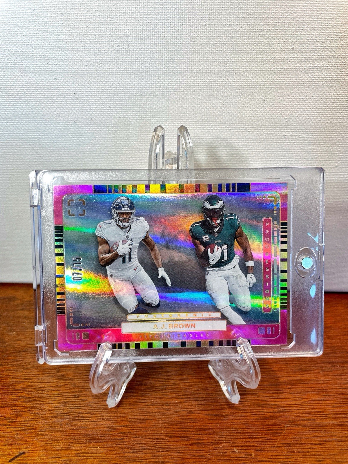 RARE!🔥2024 Panini Photogenic AJ BROWN Progressions Pink Prizm #/15 Eagles #18