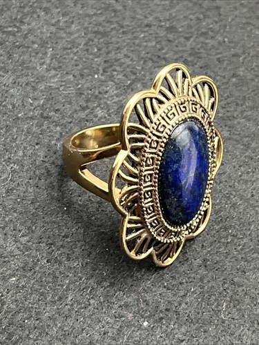 Vintage Barse Ring Bronze & Lapis Lazuli Large Ornate Statement Size 8.5 - Picture 8 of 15