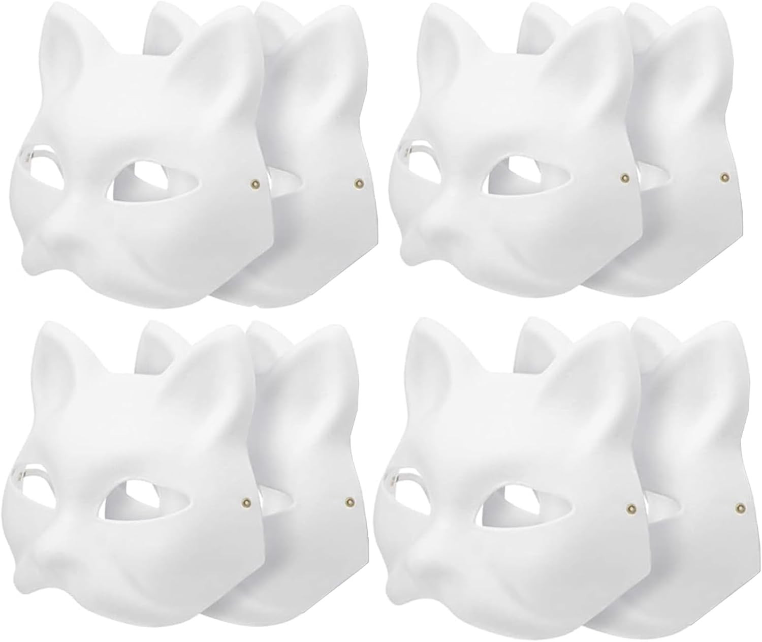 Fox Anime Cat Mask, Half Face Mask - 8 PCS, Hand-Painted for Cosplay, Masquerade