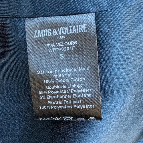 Blazer ZADIG & VOLTAIRE Viva Terciopelo Botón Azul Marino, Talla S - Imagen 11 de 11